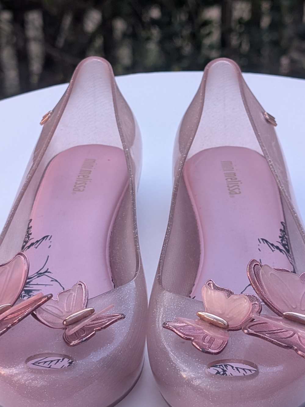 Mini Melissa Girls' Pink Jelly Ballet Flats with Butterfly Detail